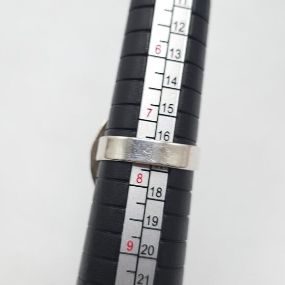 Vintage Navajo Sterling Silver Azurite Ring Size 7.5 With Rope-Edge Design - Picture 6 of 6